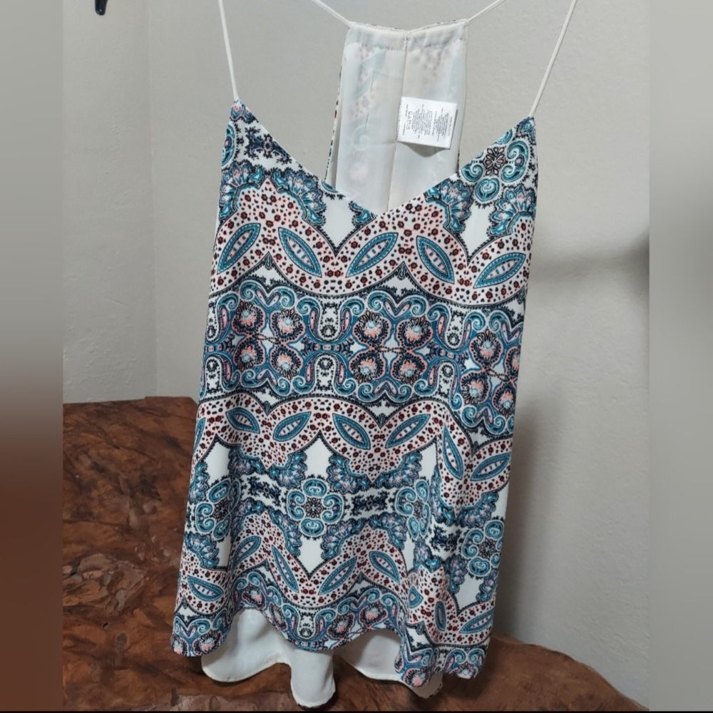 Express Teal and Orange Patterned Camisole